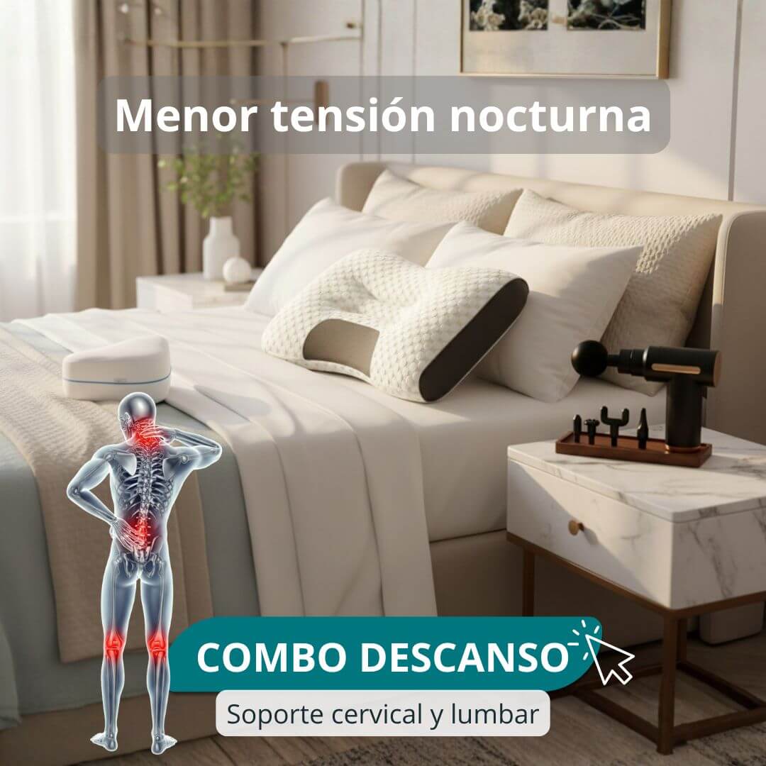 Combo Descanso - Cojín lumbopelvico + Almohada cervical + Masajeador muscular