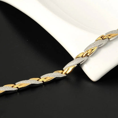 Solo Hoy 2x1 Acero de titanio con baño en oro 18k