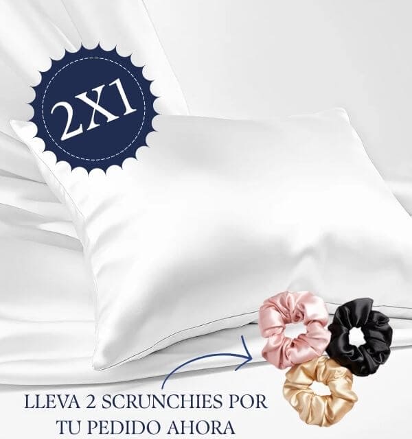 2 FUNDAS ALMOHADA SEDA SATINADA + 2 SCRUNCHIES