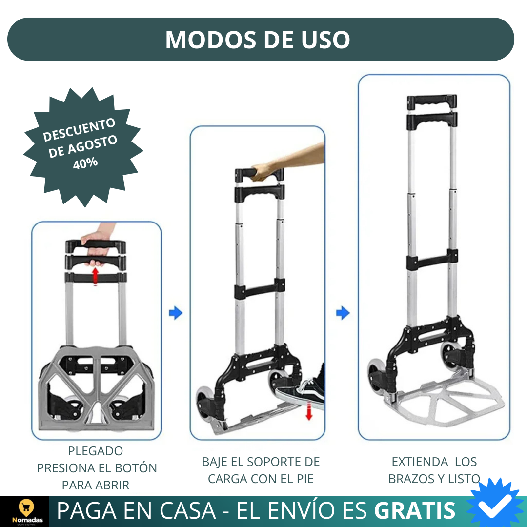 Carretilla plegable transporte hasta 80Kg