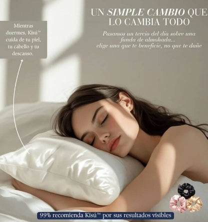 2 FUNDAS ALMOHADA SEDA SATINADA + 2 SCRUNCHIES