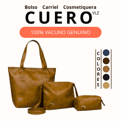 TRIO CUERO VLZ EN CUERO 100% AUTÉNTICO