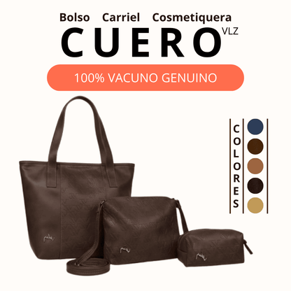 TRIO CUERO VLZ EN CUERO 100% AUTÉNTICO
