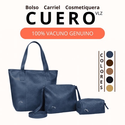 TRIO CUERO VLZ EN CUERO 100% AUTÉNTICO