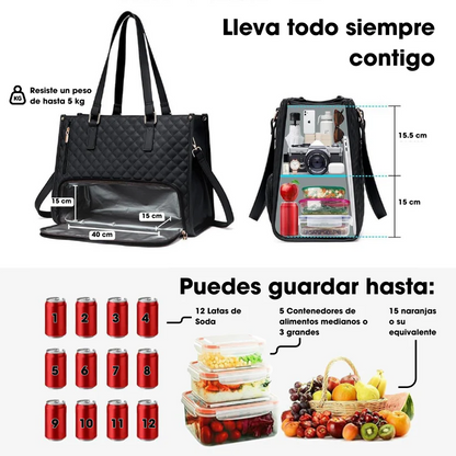 Bolso 2 en 1 Elegante con Compartimento Térmico + JOYERO MINI DE REGALO