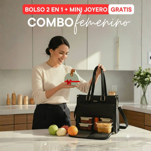 Bolso 2 en 1 Elegante con Compartimento Térmico + JOYERO MINI DE REGALO