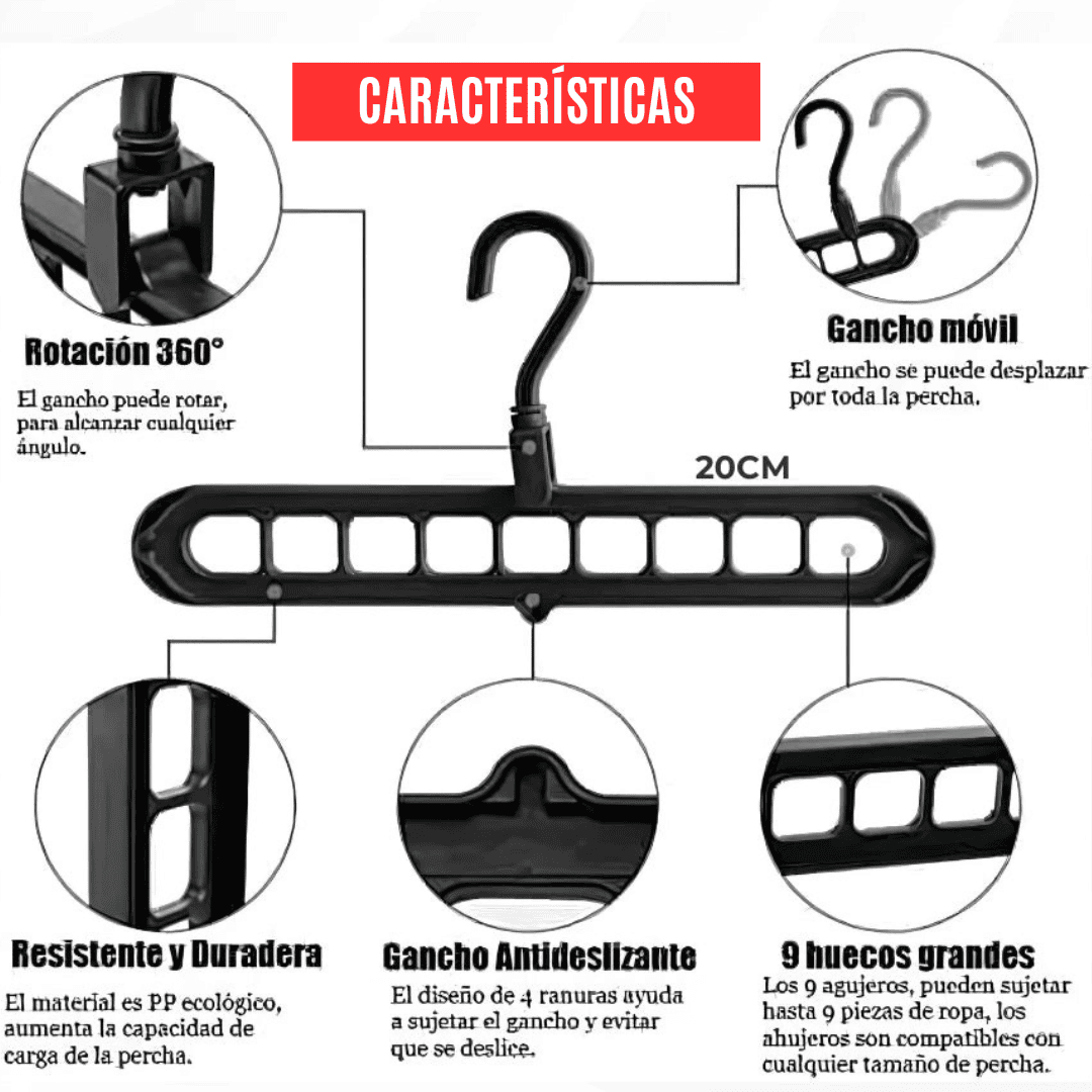 Gancho Ahorrador 9 en 1 😱 80% Más de espacio