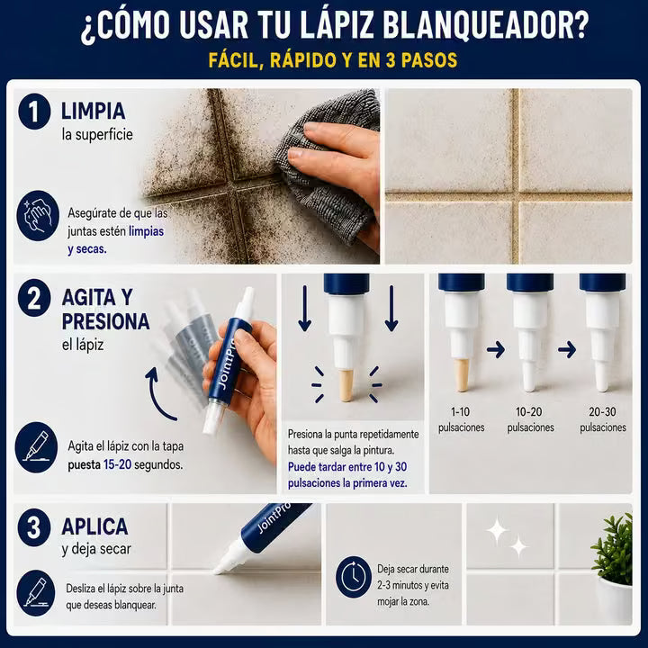 Lápiz Blanqueador de Juntas para Azulejos - JointPro™